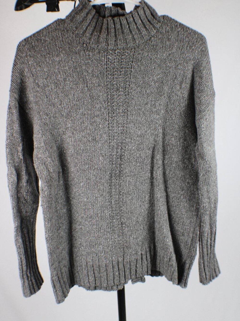 Dakini Gray Mock Neck Speckled Knit Center Seam Sweater Size S